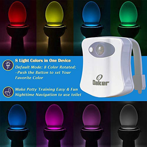 Oaker Toilet Light 2 Packs, 8 Colors Motion Sensor Glow Bowl Night
