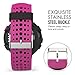 MoKo Watch Band Compatible with Garmin Forerunner 235, Soft Silicone Replacement Watch Band fit Garmin Forerunner 235/235 Lite/220/230/620/630/735XT/Approach S20/S6/S5 - Rose RED & Black