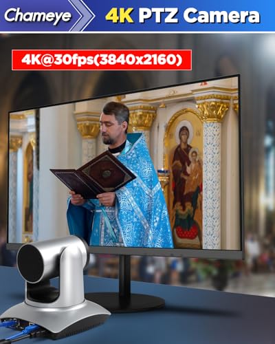 Chameye 4K PTZ Camera 20x Optical Zoom with HDMI USB3.0 LAN(IP PoE) for Live Church Worship, Video Conferencing, Educational Activities, Onsite Activities, YouTube OBS vMix Live Streaming, C420