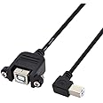 chenyang CY USB 2.0 Type B Male to Type B Female Extension Cable with Screws for Panel Mount 50cm 90 Degree Left Angled