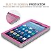 MoKo Case for All-New Amazon Fire HD 8 Tablet (7th Generation, 2017 Release Only) - [Heavy Duty] Shockproof Full Body Rugged Cover with Built-in Screen Protector for Fire HD 8, MAGENTA & GRAY