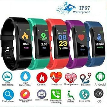 smart bracelet wristband watch heart rate monitor blood pressure fitness tracker
