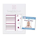 SwaddleDesigns SwaddleDuo 2pack with The Happiest Baby White Noise CD Bundle, Stripes and Little Chickies, Very Berry