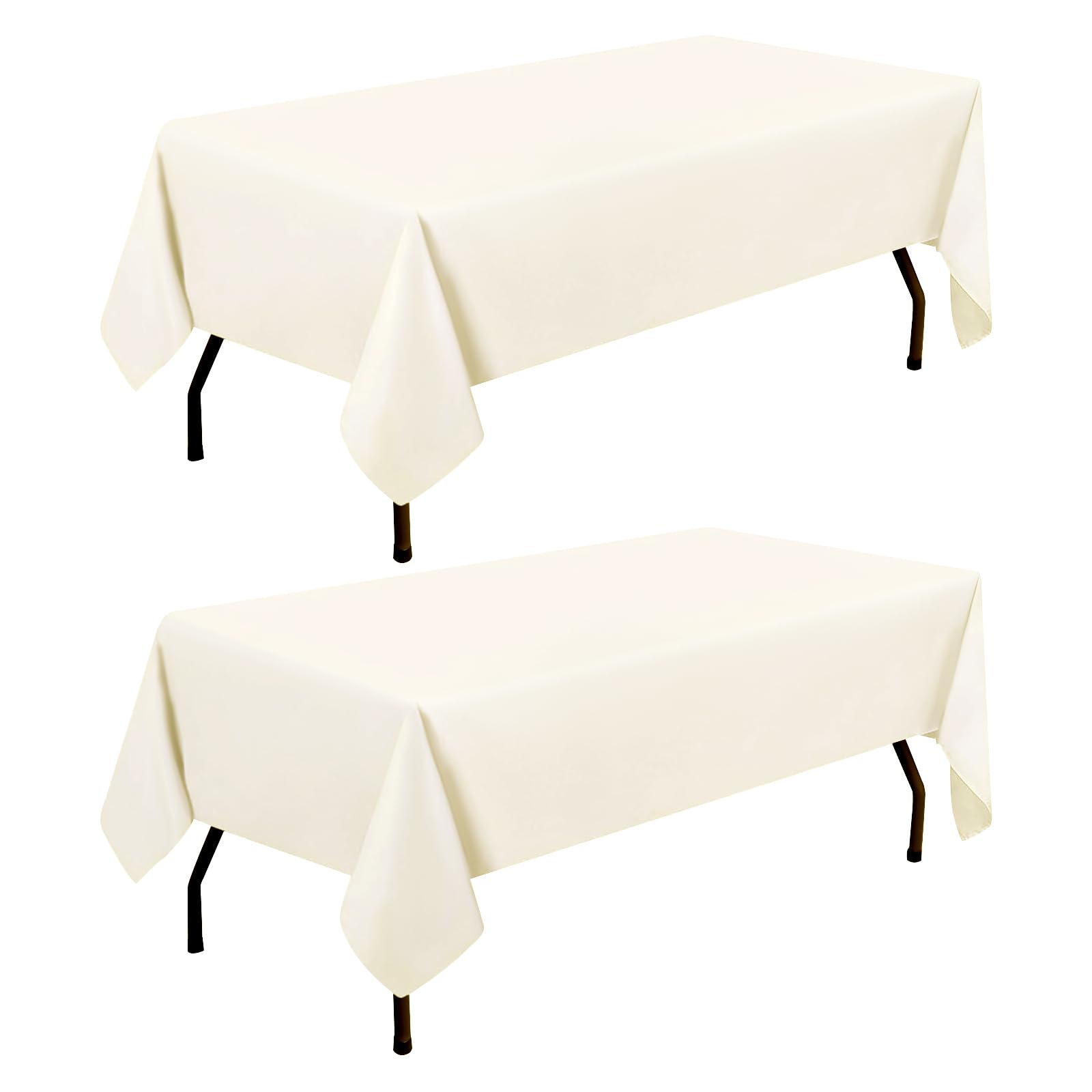 smiry Table Cloth Rectangular 140 x 200 cm Pack of 2 - Washable Fabric Dining Tablecloth, Dust-Proof Polyester Table Cover for Party Garden Kitchen Outdoor, Beige