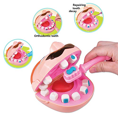 HenMerry 13Pcs Doctor Kit for Kids Dentist Pretend Play Toy Check Teeth Clay Mud Model Set