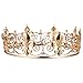 Frcolor Men's Crown, Crystal Full Round King Crown for Prom Party Hats Costume Accessories