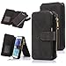 Galaxy J7 Case, CaseUp 12 Card Slot Series - [Zipper Cash Storage] Premium Flip PU Leather Wallet Case Cover With Detachable Magnetic Hard Case For Samsung Galaxy J7, Black