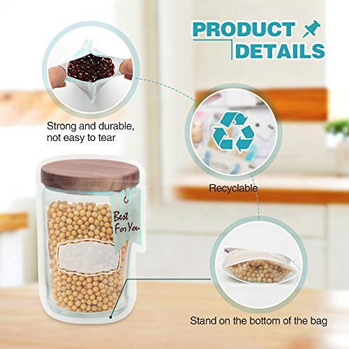 30 Pack Mason Jar Food Storage Zipper Bags, Reusable Airtight Seal