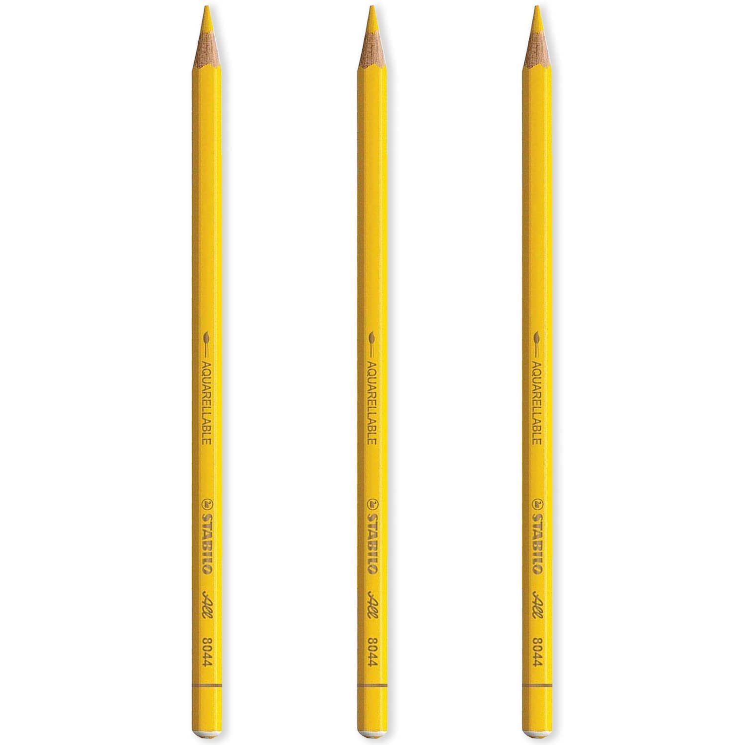 STABILO All Watercolour Effect Pencil Pack of 3 Pencils (Yellow)