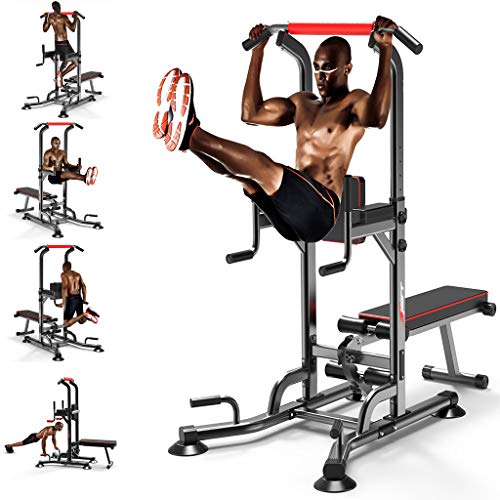 Power Tower Pull Up Station with Bench Home Gym Sit Up, Dip Stands, Pull Up Bars, Push Up Bars