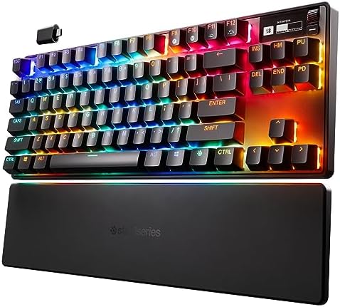 SteelSeries Apex Pro TKL Wireless HyperMagnetic Gaming Keyboard — Esports Tenkeyless — OLED Screen — Adjustable Actuation — PBT Keycaps — Bluetooth — 2.4GHz — USB-C