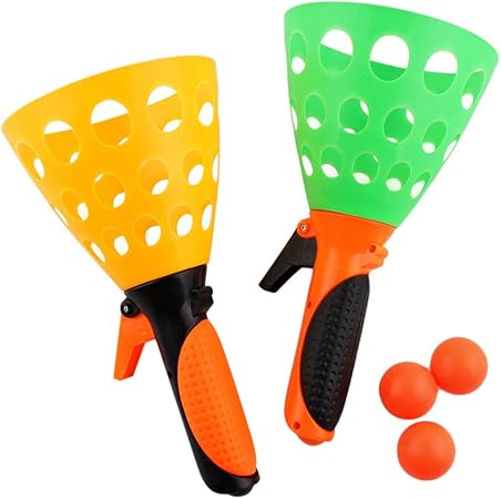 Amazon Retvi ピンポンボール玩具 ピンポン玉鉄砲 ミニ 知育玩具 ポンポンピンポン キャッチボール ボールカップホルダー キャッチャー ゲーム ショット ラケット カタパルト 発射バット 弾き球 子供 キャッチボール玩具 おもちゃ おもちゃ