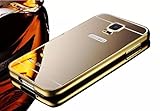 Samsung Galaxy S5 I9600 Mirror Case, Vandot 1X Accessories Set Luxury Shiny Bling Glitter Metal Clear Aluminum Frame Cover Ultra Thin Slim Bumper Hard Back Case Cover Protective Shell (Gold)
