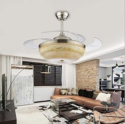 Tiptonlight Chrome Retractable Ceiling Fan 42 Inch With Remote