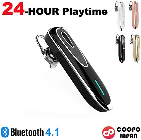 COOPO Bluetooth 4.1 Wireless Headset, 24-hour playtime,Noise Canceling and Hands Free with Mic,Earhook Earbuds Headphone Earphone for iPhone Android and other smartphones CP-K1(Black)
