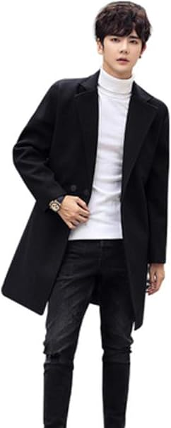 Amazon メンズ チェスターコート ゆったり トレンチコート ロング カジュアル スーツ襟 ラシャコート 黒 スーツ襟 おしゃれ 綿 快適 柔らかい 紳士 ラシャコート メルトン ファッション 秋 冬 コート ジャケット 通販