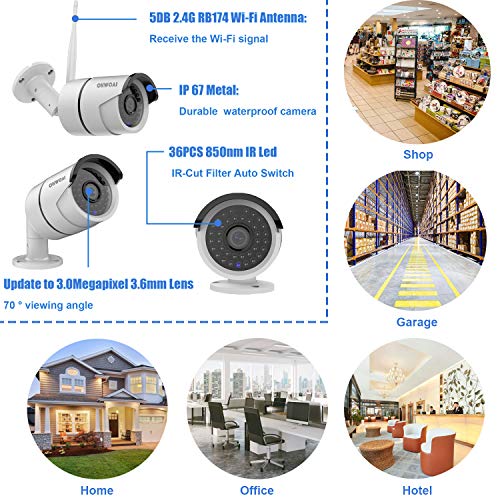 【2020 Newest】OHWOAI Security Camera System Wireless, 8CH 1080P NVR,8Pcs 960P HD Outdoor/ Indoor IP Cameras,Home CCTV Surveillance System(1TB Hard Drive)Waterproof,Remote Access,Plug&Play,Night Vision. - Thumbnail 7