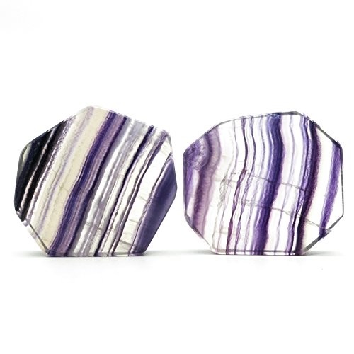 Fluorite slab 04 pair polygon purple banded polished cr…