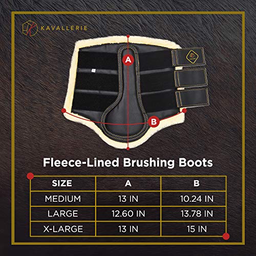 Kavallerie Dressage Horses Boots: Fleece-Lined Faux Leather Woof Brushing Boots for Training, Jumping, Riding, Eventing - Quick Wear for Breathable, Lightweight & Impact-Absorbing Wrap Black - Thumbnail 6