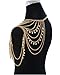 JoJo & Lin Gold Tone Harness Multilayer Body Chain with Beads Necklace Love Rocks Shoulder Drape