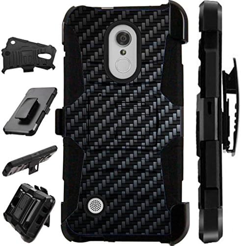 Compatible HMD Nokia 3.1 Plus | Feller Case Armor Hybrid Phone Cover LuxGuard Holster (Black Carbon Fiber Print)