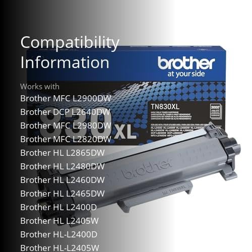 Brother Genuine TN830XL Black High Yield Printer Toner Cartridge - Print up to 3,000 Pages(1)