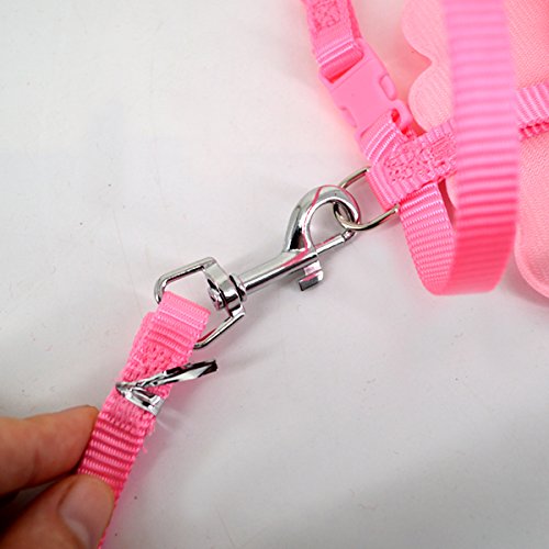 Budd Pet Dog Leash Adjustable Harness Puppy Leads and Collars Set for Small Doggie Kitten Vest Strap with Angel Wings (Pink,S)