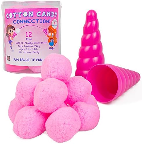Snowtime Anytime Cotton Candy Toy Balls - Includes 2 Game Cones - 12 Pack