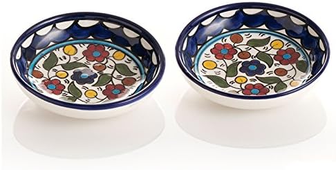 Ceramic Bread Dipping or Condiment Bowls Set of 2 Colorful Hand Painted