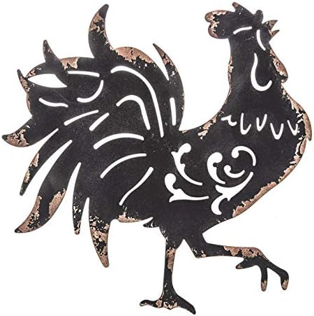 Plaques & Wall Art - Everydecor Metal Rooster Wall Decor - Black French Rooster for Kitchen Decor and Yard Art - Hanging Farmhouse Sign for Indoor and Outdoor Use - Decorative and Lightweight