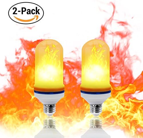 AMZLIFE LED Flame Bulb, E26/E27 LED Flame Effect Light Bulb with 3 Functions for Home Decoration and Party, Pack of 2