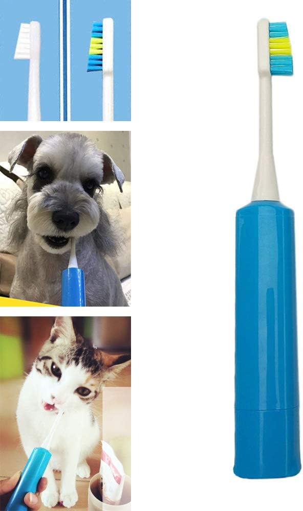 WAWLIVING Dog Electric Toothbrush with Case Super Soft Automatic Brush Head for Cat Pets