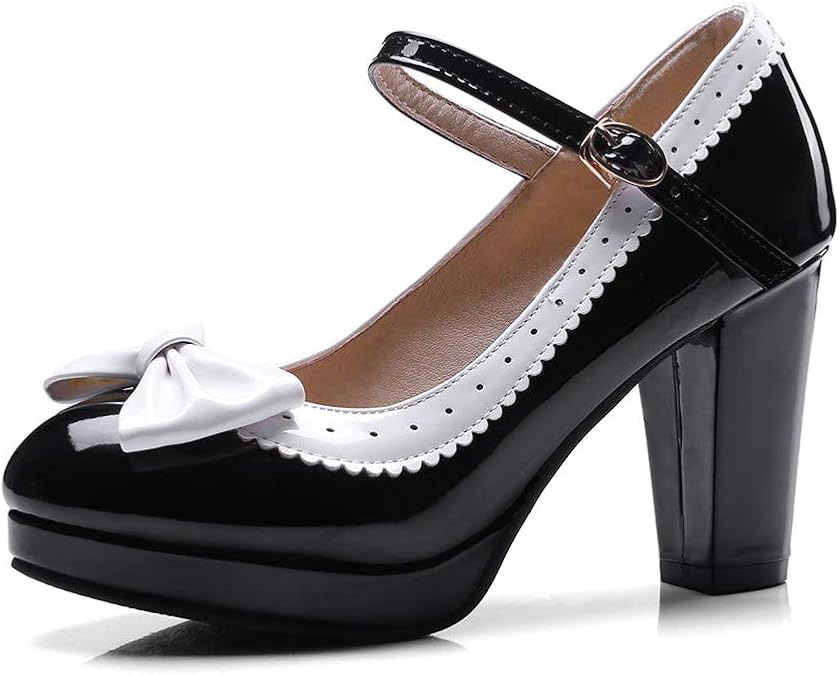 Amazon.com | HILIB Woman's High Heel Lolita Shoes Cute Bowknot Mary Jane Shoes | Pumps