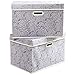 Prandom Large Stackable Storage Bins with Lids Fabric Decorative Storage Box Cubes Organizer Containers Baskets with Cover Handles Divider for Bedroom Closet Living Room 17.7x11.8x11.8 Inch 2 Pack