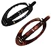 Parcelona French Plain Oval Set of 2 Small Tortoise Shell Brown and Black Ponytail Holder No Metal Hair Clip Barrettes