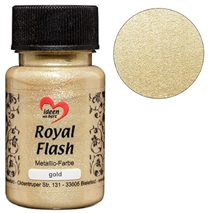 Royal Flash, Acryl-Farbe, metallic, mit feinsten Glitzerpartikeln, 50 ml (gold)