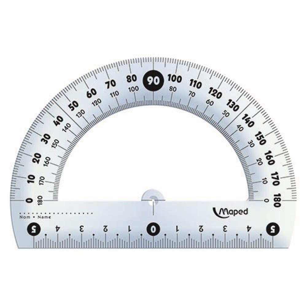 Maped - Classic Semicircle Protractor, 12 cm, 180°, Transparent