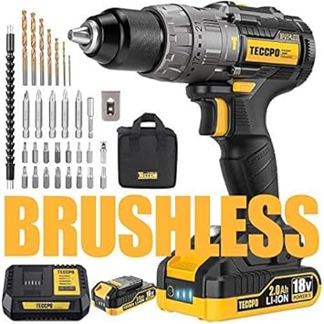 Atornillador Bateria, TECCPO 60Nm Brushless Taladro Percutor