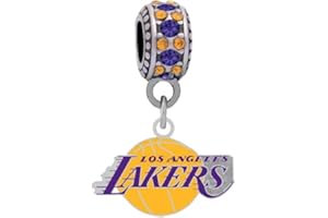 FINAL TOUCH GIFTS Los Angeles Lakers Charm with Connector Will Fit Compatible With Pandora Style Bracelets