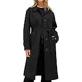 Tankaneo Womens Trench Coats Single Breasted Long Windproof Overcoat with Pockets and Belt