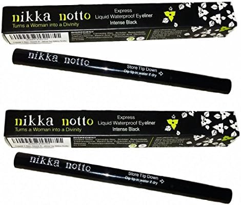 Nikka Notto Liquid Eyeliner Waterproof Black Set 2 Pack, Quick Precise Wear All Day