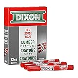 DIXON Industrial Lumber Marking Crayons, 4.5" x 1/2" Hex, Red, 12-Pack (52000)