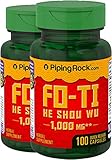 Piping Rock Fo-Ti Root He-Shou-Wu 1000 mg 2 Bottles x 100 Quick Release Capsules Dietary Supplement