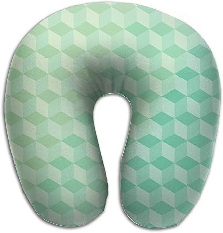 Memory Foam Neck Pillow Cube Pattern Comfy Soft U-Shape Cervical Pillow Head Support For Travel Office Sleeping