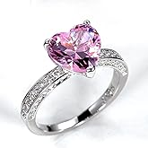 S925 Sterling Silver Wedding Rings Luxury AAA Heart Shaped Pink Diamond Ring CZ Diamond Eternity Wedding Engagement Rings Ladies Fashion Classic Jewelry Size 6-10 CZC710