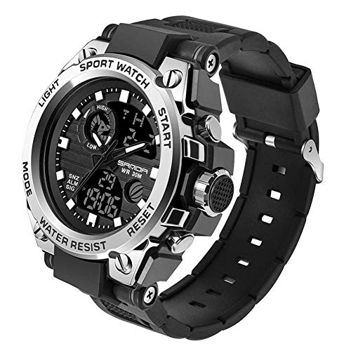 Men’s Digital Sports Watch, MultiFunctions DualDisplay Tactical Watch