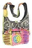 KayJayStyles Sun Moon Hippie Boho Slouch Bag Sling Nepal Cross Body Bag (Gray)
