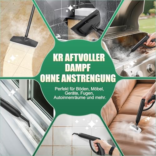 Rolipo Steam Cleaner 4 Bar Power 2000 W Max Tank 2 L Working Time 40 Minutes with Floor Cleaning Kit, Nozzles and Round Brush for Floors, Sofas, Upholstery and Cars
