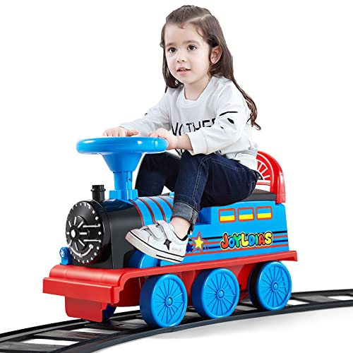 JOYLDIAS 6V 3in1 Ride On Train with 16pcs Curved Tracks, Electric