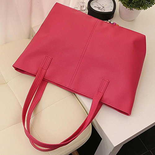 Tote Bag Leather,Clearance! AgrinTol Women Ladies Leather Shoulder Bag Celebrity Tote Purse (Hot Pink)